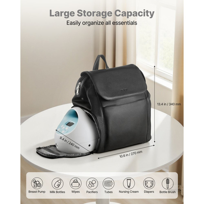 Σακίδιο πλάτης θηλάστρου VEVOR, τσάντα θηλασμού με παγοκύστη, κατάλληλο για S1/S2, αξεσουάρ άντλησης και αποθήκευση μητρικού γάλακτος, φορητή θήκη μεταφοράς θηλάστρου για εργασία, ταξίδια και οικογενειακή χρήση, μαύρο