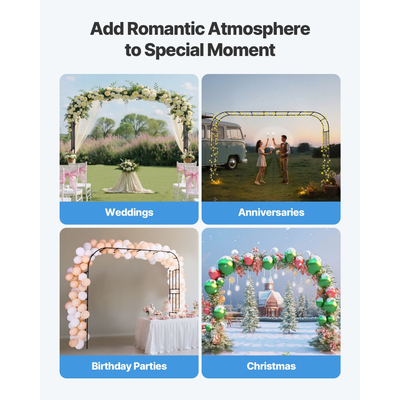 VEVOR Κληματαριά Κήπου, 2,4 (Υ) x 3,2 (Π) x 0,4 (Β) μ. Μεταλλική Αψίδα, Ανθεκτική Αψίδα Εξωτερικού Χώρου με Πέργκολα και Πασσάλους, Εύκολη Συναρμολόγηση, Κληματαριά Πέργκολας για Αναρριχώμενα Φυτά, Διακόσμηση Γαμήλιου Γάμου, Γκαζόν, Κήπου