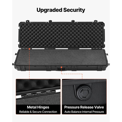 Θήκη σκληρού τυφεκίου VEVOR, θήκη τυφεκίου με κλειδαριά και αποσπώμενο αφρό XPE, αποθήκευση όπλου 1270 mm με ρόδες, αδιάβροχες και ανθεκτικές στη σκόνη θήκες πιστολιού IP67 για τυφέκια, κυνηγετικά όπλα, όπλα Airsoft, μαύρη