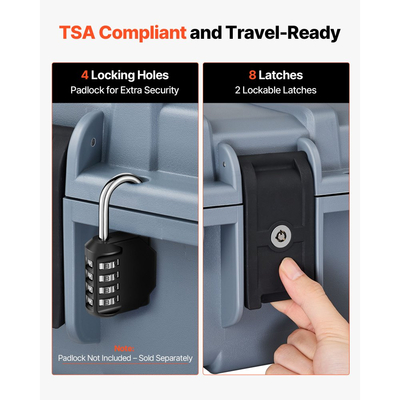 Θήκη σκληρού τυφεκίου VEVOR, θήκη τυφεκίου με κλειδαριά και προκομμένα αφρώδη υλικά, αποθήκευση όπλου 1320 mm με ρόδες, αδιάβροχες και ανθεκτικές στη σκόνη θήκες πιστολιού IP67 για τυφέκια, κυνηγετικά όπλα, όπλα Airsoft, γκρι