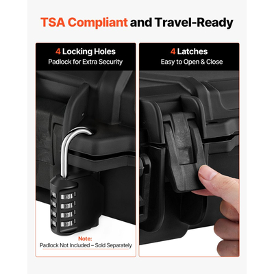 Θήκη σκληρού τυφεκίου VEVOR, θήκη τυφεκίου με κλειδαριά και 4 στρώσεις προκομμένου αφρού, αποθήκευση όπλου 914 mm με ρόδες, αδιάβροχες και ανθεκτικές στη σκόνη θήκες αποθήκευσης πιστολιών IP67 για τυφέκια, κυνηγετικά όπλα, όπλα Airsoft, μαύρη