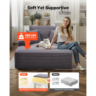 Πολυθρόνα VEVOR, Πολυθρόνα Εσωτερικού Χώρου 1240 mm Χωρίς Κόκαλα, Μοντέρνα Υπερμεγέθης Πολυθρόνα Ανάγνωσης με Μαξιλάρια & Μπράτσα, Καναπές-Καναπές-Βαθιά Κάθισμα-Κρεβάτι για Σαλόνι, Υπνοδωμάτιο, Μπαλκόνι