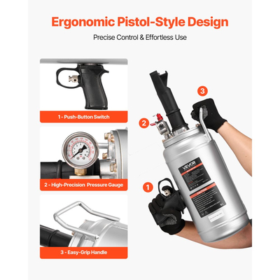 Φορητό εργαλείο φουσκώματος ελαστικών VEVOR, φυσητήρας αέρα 1,6 γαλονιών / 6 λίτρων, φορητό εργαλείο φουσκώματος ελαστικών, πίεση λειτουργίας 87-116 PSI, φουσκωτής θέσης σκανδάλης για αυτοκίνητο, συμπαγές SUV, ελαφρύ φορτηγό, ηλεκτρικό ποδήλατο, τροχόσπιτο, ATV