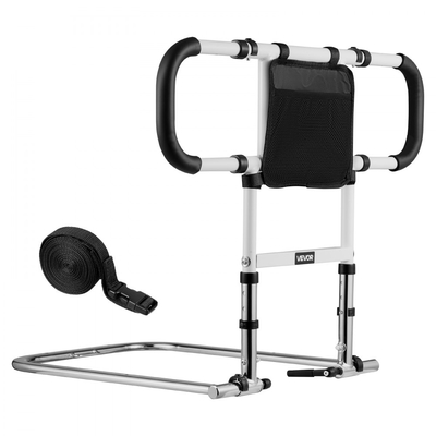 Ράγα κρεβατιού VEVOR για ηλικιωμένους, πτυσσόμενη και επεκτεινόμενη ράγα υποβοήθησης κομοδίνου με πλευρικές λαβές και χειρολισθήρα PU, ρυθμιζόμενο ύψος μπαστούνι κομοδίνου από σωλήνα από ανθρακούχο χάλυβα, μπάρα κρεβατιού για ηλικιωμένους, κατάλληλο για κρεβάτια King, Queen, Full, Twin