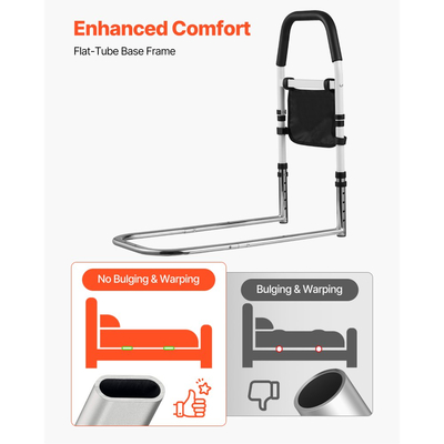 VEVOR Ράγα κρεβατιού για ηλικιωμένους, Ράγες υποβοήθησης κομοδίνου με χειρολισθήρα PU, Ρυθμιζόμενο ύψος για μπαστούνι κομοδίνου, Ράβδοι κρεβατιού από ανθρακούχο χάλυβα υψηλής αντοχής για ηλικιωμένους και ασθενείς, Ταιριάζει σε κρεβάτια King, Queen, Full, Twin