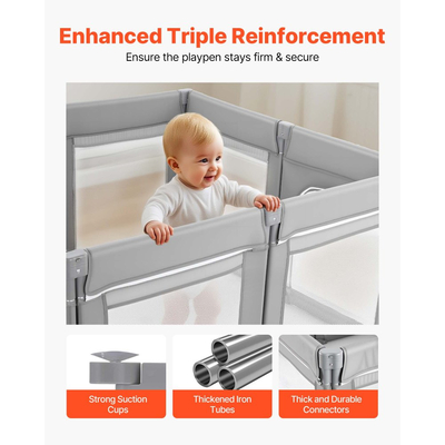 Παιδικό Πάρκο VEVOR, Πτυσσόμενο Πάρκο για Νήπια 1200 x 1200 χιλ., Εσωτερική/Εξωτερική Παιδική Κήπος με Φερμουάρ & Μαλακό Αναπνεύσιμο Δίχτυ, Κέντρο Δραστηριοτήτων Χωρίς Κενά για Νήπια 6 - 24 Μηνών