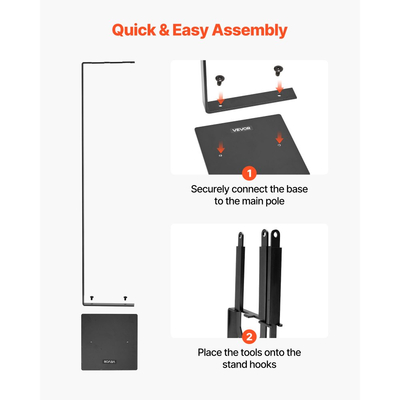 Σετ εργαλείων τζακιού VEVOR, σετ εργαλείων πυρκαγιάς 3 τεμαχίων και βάση με βάση, λαβίδες, πόκερ τζακιού, αξεσουάρ τζακιού από σφυρήλατο σίδερο για φωτιά κατασκήνωσης, φωτιά αυλής, εσωτερική/εξωτερική, μαύρο