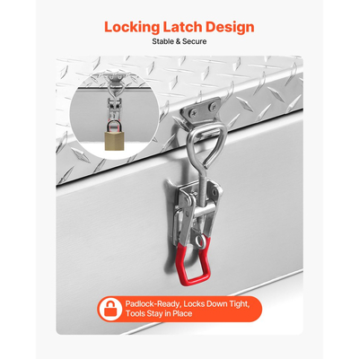 Εργαλειοθήκη VEVOR για καρότσα φορτηγού, βαρέως τύπου κουτί εργαλείων αλουμινίου με πλάκα διαμαντιών, κουτί αποθήκευσης με θήκη εργαλείων που υποστηρίζει έως και 100 kg, ιδανικό για φορτηγό, καρότσα φορτηγού, τροχόσπιτο, ρυμουλκούμενο, 770 x 610 x 230 mm, ασημί
