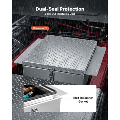 Εργαλειοθήκη VEVOR για καρότσα φορτηγού, βαρέως τύπου κουτί εργαλείων αλουμινίου με πλάκα διαμαντιών, κουτί αποθήκευσης με δυνατότητα οργάνωσης μπαούλου που υποστηρίζει έως και 100 kg, ιδανικό για φορτηγό, καρότσα φορτηγού, τροχόσπιτο, ρυμουλκούμενο, 770 x 610 x 310 mm, ασημί