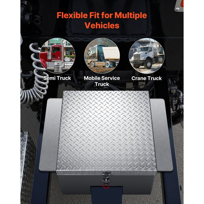 Εργαλειοθήκη VEVOR για καρότσα φορτηγού, βαρέως τύπου κουτί εργαλείων αλουμινίου με πλάκα διαμαντιών, κουτί αποθήκευσης με δυνατότητα οργάνωσης μπαούλου που υποστηρίζει έως και 100 kg, ιδανικό για φορτηγό, καρότσα φορτηγού, τροχόσπιτο, ρυμουλκούμενο, 770 x 610 x 310 mm, ασημί