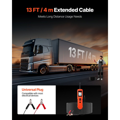 Δοκιμαστής κυκλωμάτων αυτοκινήτου VEVOR, Δοκιμαστής αισθητήρων κυκλωμάτων ισχύος DCV 8 - 35 με έγχρωμη οθόνη TFT και φωτισμό, Δοκιμαστής ισχύος αυτοκινήτου με καλώδιο 13 ft / 4 m, Ηλεκτρικός ανιχνευτής κελύφους ABS