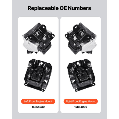 Κιτ αντικατάστασης βάσης κινητήρα VEVOR, σετ 2 τεμαχίων, συμβατό με Chevrolet Silverado 1500 5.3L V8 2007–2013, αντικατάσταση αρχικού κωδικού A5365, A5365, ασφαλής στήριξη, αριστερές και δεξιές μπροστινές βάσεις