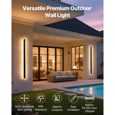 VEVOR Εξωτερικά Φωτιστικά Τοίχου, Πακέτο των 2, Μοντέρνα Εξωτερικά Φωτιστικά Τοίχου με Λωρίδα 1000 mm, 2700K-6000K, IP65 Αδιάβροχο, Αντισκωριακό, Ρυθμιζόμενο Εξωτερικό Φωτιστικό Τοίχου, για Βεράντα Σπιτιού ή Γκαράζ