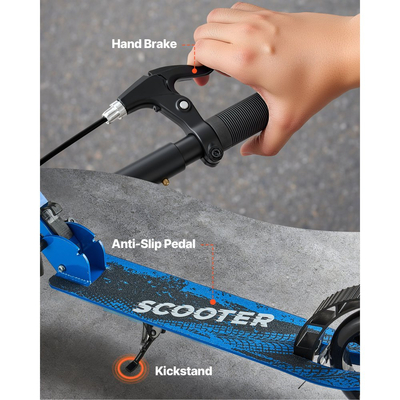 Πατίνι VEVOR για παιδιά 8+ ετών, εφήβους και ενήλικες, δίτροχο πατίνι για νήπια με ρυθμιζόμενο ύψος τιμονιού, φαρδύ αντιολισθητικό δάπεδο, πτυσσόμενο ελαφρύ για αγόρια και κορίτσια έως 99,8 κιλά, μαύρο + μπλε