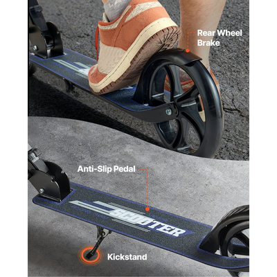 Πατίνι VEVOR για παιδιά 8+ ετών, εφήβους και ενήλικες, δίτροχο πατίνι για νήπια με ρυθμιζόμενο ύψος τιμονιού, φαρδύ αντιολισθητικό δάπεδο, πτυσσόμενο ελαφρύ για αγόρια και κορίτσια έως 99,8 κιλά, μαύρο + μωβ