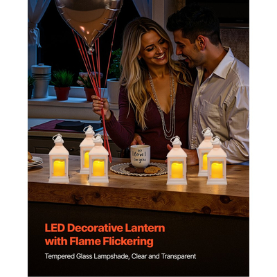 VEVOR 12 τεμάχια διακοσμητικό φανάρι κεριού, ηλεκτρικό κερί LED χωρίς φλόγα, πλαστική θήκη LED με γυαλί, κρεμαστά φανάρια εσωτερικής βεράντας για τραπέζι γάμου, πάρτι, αγρόκτημα, εσωτερική διακόσμηση, λευκό