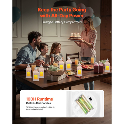 VEVOR 12 τεμάχια διακοσμητικό φανάρι κεριού, ηλεκτρικό κερί LED χωρίς φλόγα, πλαστική θήκη LED με γυαλί, κρεμαστά φανάρια εσωτερικής βεράντας για τραπέζι γάμου, πάρτι, αγρόκτημα, εσωτερική διακόσμηση, λευκό