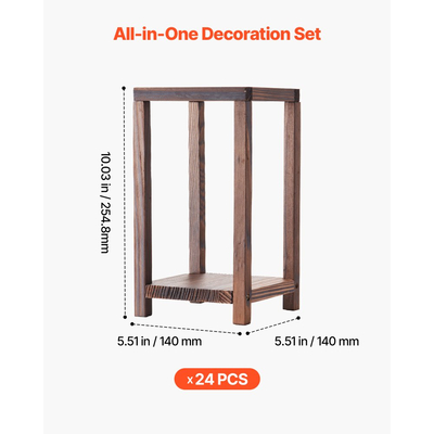 VEVOR 24 τεμάχια Ξύλινο Φανάρι Γάμου, Κηροπήγιο από Ξύλο Κέδρου και Πλαστικό Ξύλινο Φανάρι, Ρουστίκ Διακοσμητικό Κεντρικό Είδος Σπιτιού Ιδανικό για Γαμήλιο Τραπέζι, Πάρτι, Αγροικία, Εσωτερική Διακόσμηση, Καφέ