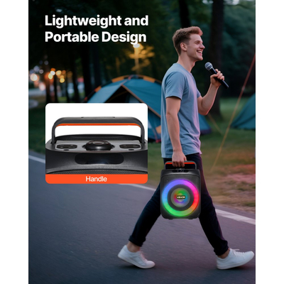 Μηχανή Καραόκε VEVOR για Ενήλικες, 30W, Φορητό Ηχείο Bluetooth 6,5 ιντσών με 2 Ασύρματα Μικρόφωνα, Φως LED, Λειτουργία TWS, Λαβή, Υποστήριξη Κάρτας Micro TF, USB, AUX, για Τραγούδι σε Πάρτι Καραόκε στο Σπίτι