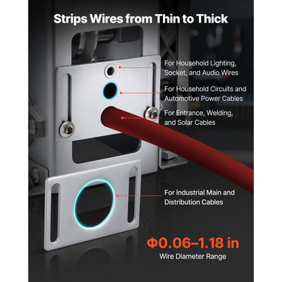 Χειροκίνητη μηχανή απογύμνωσης καλωδίων VEVOR, 1,5-30 mm, Εργαλείο απογύμνωσης καλωδίων χαλκού, Λειτουργίες με χειροκίνητη μανιβέλα ή τρυπάνι, Μηχανή απογύμνωσης καλωδίων Q235 βαρέως τύπου, Εύκολη στη χρήση, για ανακύκλωση απορριμμάτων χαλκού