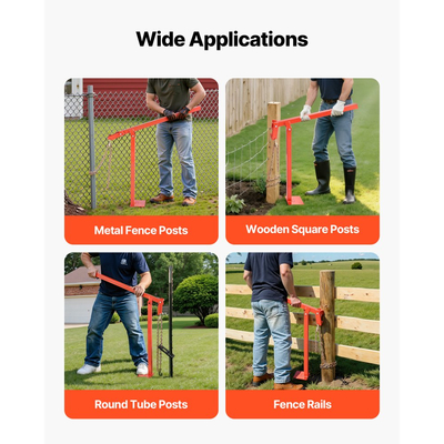 Εξολκέας στύλων φράχτη VEVOR 91,4 cm, βαρέως τύπου με πλάκα εξολκέα και αλυσίδα ανύψωσης 119 cm, εργαλείο αφαίρεσης στύλων φράχτη T που εξοικονομεί εργασία για στρογγυλούς στύλους φράχτη, στύλους πινακίδων και κορμούς δέντρων