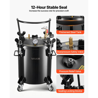 Δεξαμενή βαφής με δοχείο πίεσης VEVOR, Δεξαμενή βαφής βαρέως τύπου από χάλυβα 20 λίτρων, Δοχεία βαφής με πίεση ψεκασμού με τρεις συνδέσμους γρήγορης σύνδεσης για οικιακή χρήση, DIY, Δημιουργίες τέχνης, Δεξαμενές μεγάλης διαμέτρου