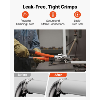 Εργαλείο πτύχωσης υδραυλικών σωλήνων VEVOR, πτύχωση εξαρτημάτων σωλήνων PEX και αλουμινίου-πλαστικού με σιαγόνες U16 U20 U25 U32 και θήκη μεταφοράς, κιτ εργαλείων πτύχωσης για υδραυλικές επισκευές και εγκαταστάσεις
