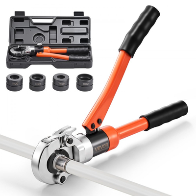 Εργαλείο πτύχωσης υδραυλικών σωλήνων VEVOR, πτύχωση εξαρτημάτων σωλήνων PEX και αλουμινίου-πλαστικού με σιαγόνες TH16 TH20 TH26 TH32 και θήκη μεταφοράς, κιτ εργαλείων πτύχωσης για υδραυλικές επισκευές και εγκαταστάσεις
