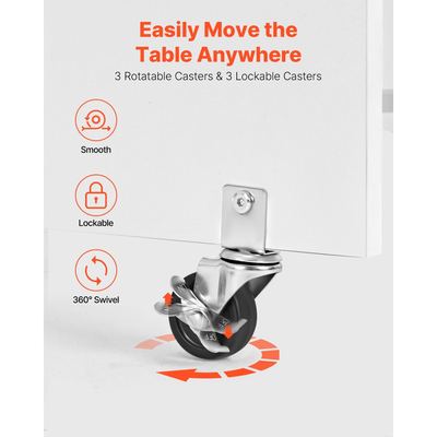 Πτυσσόμενο τραπέζι ραπτικής VEVOR, τραπέζι πολλαπλών χρήσεων ραπτομηχανής με ντουλάπι, συμπαγής σχεδιασμός, ρόδες, ξύλινα μανταλάκια, δίσκοι αποθήκευσης και ράφι, μαγνητική πόρτα, σταθμός χειροτεχνίας και βοηθητικό γραφείο για το σπίτι, λευκό