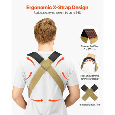 Ιμάντες Μετακίνησης VEVOR, Υποστηρίζει έως 453,6 kg, Σύστημα Ανύψωσης και Μετακίνησης 2 Ατόμων με 2 Ιμάντες Ζώνης & 2 Ιμάντες Φέρουσας Φόρτισης, Ρυθμιζόμενοι Ιμάντες Ώμου Ανύψωσης, Μετακίνηση Επίπλων, Συσκευών, Στρωμάτων