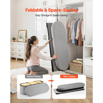 Οβάλ πάγκος οθωμανικής αποθήκευσης VEVOR, πτυσσόμενος πάγκος κρεβατιού από φλις αρκουδάκι, πτυσσόμενο συρτάρι οθωμανικής με ταπετσαρία για κρεβάτι με μεγάλο αποθηκευτικό χώρο, υποστηρίζει 660 λίβρες, για σαλόνι, υπνοδωμάτιο, είσοδο, γκρι