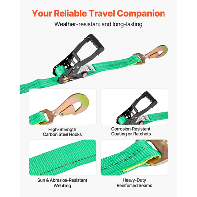 Κιτ πρόσδεσης τάκου τροχού VEVOR, Ιμάντας πρόσδεσης τρέιλερ τύπου άξονα, Κιτ πρόσδεσης αυτοκινήτου με ελατηριωτό γάντζο, Αντοχή σε θραύση 4540 kg & Φορτίο εργασίας 1512 kg Σύστημα πρόσδεσης μοτοσικλέτας για ATV, UTV, τρέιλερ