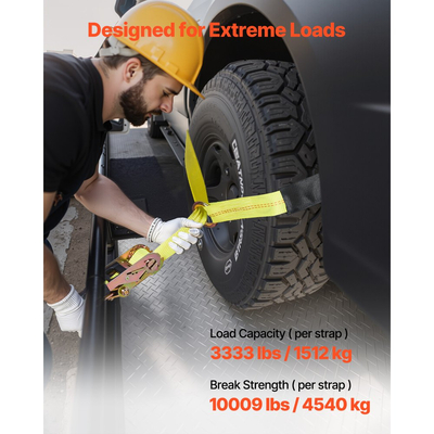 Κιτ πρόσδεσης τάκου τροχού VEVOR, ιμάντας ρυμούλκησης τύπου ελαστικού, κιτ πρόσδεσης αυτοκινήτου με γάντζο βαρέως τύπου, αντοχή σε θραύση 4540 kg & φορτίο εργασίας 1512 kg σύστημα πρόσδεσης μοτοσικλέτας για ATV, SUV, snowmobiles