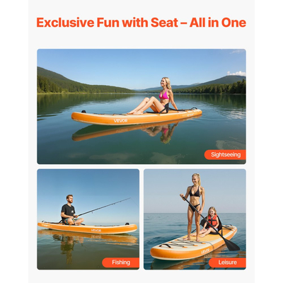 Φουσκωτή σανίδα κουπιών VEVOR με κάθισμα, 3,05m x 84cm x 15cm πλάτος, εξαιρετικά ελαφριά σανίδα κουπιών SUP, σανίδα όρθιας κωπηλασίας με αξεσουάρ, αντλία, κουπί, πτερύγιο, σακίδιο πλάτης, λουρί αστραγάλου, ιμάντας, για νέους ενήλικες