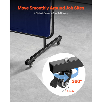 Οθόνη συγκόλλησης VEVOR με πλαίσιο, οθόνη κουρτίνας συγκόλλησης 1,74 x 2,34m, ανθεκτικές στη φλόγα οθόνες προστασίας βινυλίου με κλειδώσιμους περιστρεφόμενους τροχούς και προστασία UV 6 επιπέδων για εργαστηριακή/βιομηχανική χρήση, μπλε