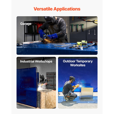 Οθόνη συγκόλλησης VEVOR με πλαίσιο, οθόνη κουρτίνας συγκόλλησης 1,74 x 2,34m, ανθεκτικές στη φλόγα οθόνες προστασίας βινυλίου με κλειδώσιμους περιστρεφόμενους τροχούς και προστασία UV 6 επιπέδων για εργαστηριακή/βιομηχανική χρήση, μπλε