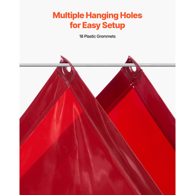 Κουρτίνες συγκόλλησης VEVOR 2 τεμάχια, κουρτίνα συγκόλλησης 1,74 x 2,34m, προστατευτική οθόνη ασφαλείας από βινύλιο ανθεκτική στη φλόγα με προστασία UV 6 επιπέδων και τρύπες κρέμασης, φορητή για εργαστήριο/βιομηχανική χρήση, κόκκινη