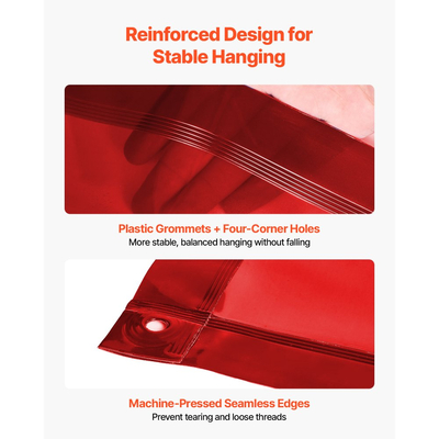 Κουρτίνες συγκόλλησης VEVOR 2 τεμάχια, κουρτίνα συγκόλλησης 1,74 x 2,34m, προστατευτική οθόνη ασφαλείας από βινύλιο ανθεκτική στη φλόγα με προστασία UV 6 επιπέδων και τρύπες κρέμασης, φορητή για εργαστήριο/βιομηχανική χρήση, κόκκινη