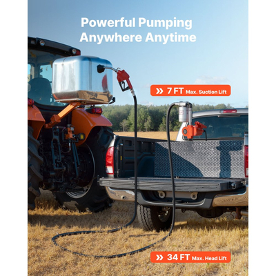 Αντλία μεταφοράς καυσίμου VEVOR, 12V DC 40 L/min, Φορητό κιτ αντλίας μεταφοράς ντίζελ, με ακροφύσιο αυτόματης απενεργοποίησης, εύκαμπτο σωλήνα εκκένωσης, προστασία υπερθέρμανσης, καλώδιο τροφοδοσίας, αντιεκρηκτική, για βενζίνη ντίζελ και κηροζίνη