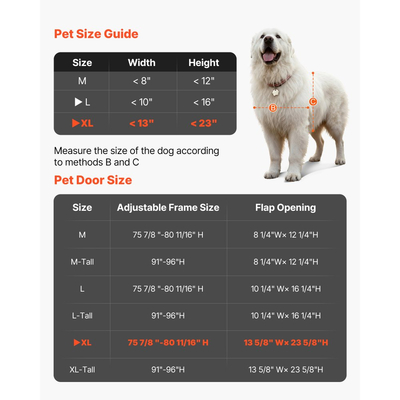 Πόρτα σκύλου VEVOR για συρόμενη γυάλινη πόρτα, ρυθμιζόμενο ύψος 1927 mm έως 2040 mm, πλαίσιο από κράμα αλουμινίου με μεταλλικούς περιστρεφόμενους μεντεσέδες, σχεδιασμός κλειδαριάς, πτερύγιο 346 x 600 mm, συρόμενη γυάλινη πόρτα για κατοικίδια για ενοικιαστ