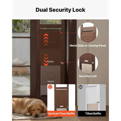 Πόρτα σκύλου VEVOR για συρόμενη γυάλινη πόρτα, ρυθμιζόμενο ύψος 1927 mm έως 2040 mm, πλαίσιο από κράμα αλουμινίου με περιστρεφόμενους μεντεσέδες, σχεδιασμός κλειδαριάς, πτερύγιο 260,4 x 412,8 mm, συρόμενη γυάλινη πόρτα για κατοικίδια για ενοικιαστές