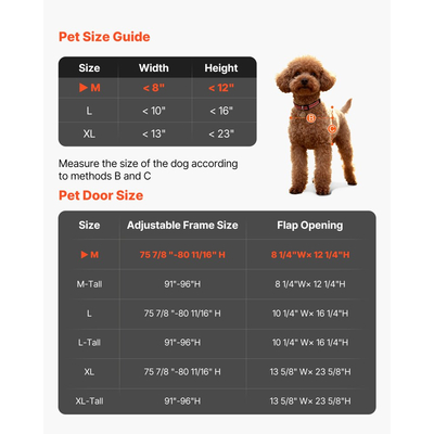 Πόρτα σκύλου VEVOR για συρόμενη γυάλινη πόρτα, ρυθμιζόμενο ύψος 2311-2439 mm, πλαίσιο από κράμα αλουμινίου με μεταλλικούς περιστρεφόμενους μεντεσέδες, σχεδιασμός κλειδαριάς, πτερύγιο 209,6 x 311,2 mm, συρόμενη γυάλινη πόρτα για κατοικίδια για ενοικιαστές