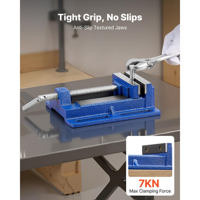 Μέγγενη τρυπανιού VEVOR, πλάτος σιαγόνων 4 ιντσών, φορητή μέγγενη πάγκου, βάση με σχισμές για εύκολη εγκατάσταση, ανθεκτική κατασκευή από χυτοσίδηρο, μέγγενη πάγκου εργασίας, για ξυλουργική, μεταλλουργία, τρύπημα και κοπή