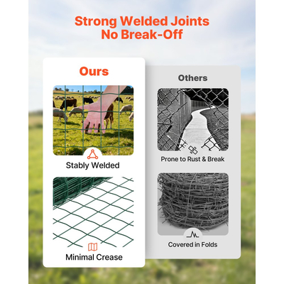 Φράχτης Γεωργίας VEVOR, 1 x 20 μ., 4 x 4 ίντσες, περίφραξη από γαλβανισμένο ατσάλινο σύρμα 2,1 χιλ. για βοοειδή, χοίρους και πρόβατα, βαρέως τύπου περίφραξη ζώων με επίστρωση βινυλίου για περιφράξεις ζώων, σύρμα κλουβιών, περιφράξεις κήπου, πράσινο