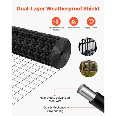 Ύφασμα VEVOR για εξαρτήματα 61cm x 7,62m, ρολό από γαλβανισμένο συρματόπλεγμα 2 x 3 ιντσών, πλέγμα 16 Gauge, περίφραξη από συρματόπλεγμα κοτόπουλου με επίστρωση βινυλίου ανθεκτικό στις καιρικές συνθήκες, περίφραξη κήπου με συγκολλημένη περίφραξη φυτών βαρ