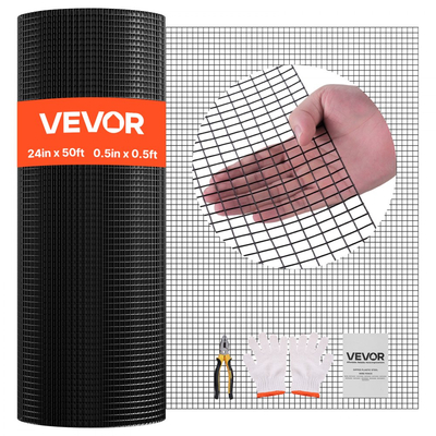 Ύφασμα VEVOR για εξαρτήματα 61cm x 15,2m, ρολό από γαλβανισμένο συρματόπλεγμα 1/2 ίντσας πάχους 19 Gauge, περίφραξη από συρματόπλεγμα κοτόπουλου με επίστρωση βινυλίου ανθεκτικό στις καιρικές συνθήκες, περίφραξη κήπου με συγκολλημένη περίφραξη φυτών βαρέως