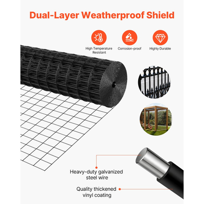 Ύφασμα VEVOR για εξαρτήματα 91cm x 7,62m, ρολό από γαλβανισμένο συρματόπλεγμα 2 x 3 ιντσών, πλέγμα 16 Gauge, περίφραξη από συρματόπλεγμα κοτόπουλου με επίστρωση βινυλίου ανθεκτικό στις καιρικές συνθήκες, περίφραξη κήπου με συγκολλημένη περίφραξη φυτών βαρ