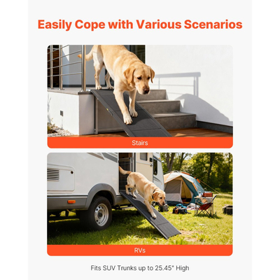Ράμπα Σκύλου VEVOR για Αυτοκίνητα, 180 x 50,8 cm, Πτυσσόμενες Ράμπες Κατοικίδιων για Μεσαίους & Μεγάλους Σκύλους έως 113 kg, Ράμπα Σκάλας Κατοικίδιων με Αντιολισθητική Επιφάνεια από Ύφασμα Oxford, Φορητές Ράμπες Αυτοκινήτου Σκύλων Εξωτερικού Χώρου για SUV