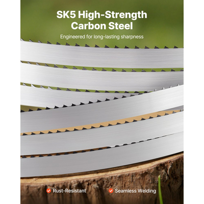 Λεπίδα πριονοκορδέλας VEVOR, μήκος 3810 mm, λεπίδα πριονοκορδέλας 4 TPI με 18 αιχμηρά δόντια σκληρυμένα HRC, ανθρακούχος χάλυβας υψηλής αντοχής SK5, πλάτος 19 mm, αντικατάσταση για τις κύριες μάρκες πριονοκορδέλας ξυλουργικής, συσκευασία 1 τεμαχίου