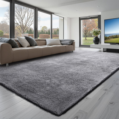 Χαλιά εσωτερικού χώρου VEVOR για βελούδινα δωμάτια, 2,44 x 3,05μ. Μαλακό βελούδινο χαλί, Χαλιά με γούνινο μαλλί για σαλόνι, υπνοδωμάτιο, ηλιόλουστο δωμάτιο, μοντέρνα αισθητική διακόσμησης σπιτιού, που δεν ρίχνουν τρίχες, μη υφασμένα, αντιολισθητικά, γκρι